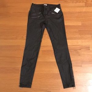 Black vegan leather biker leggings